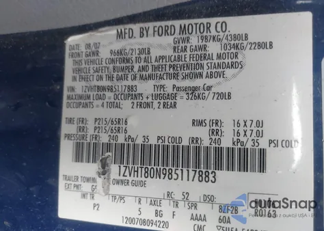 2008 Ford Mustang V6 Deluxe/V6 Premium from USA, damaged, VIN 1ZVHT80N985117883